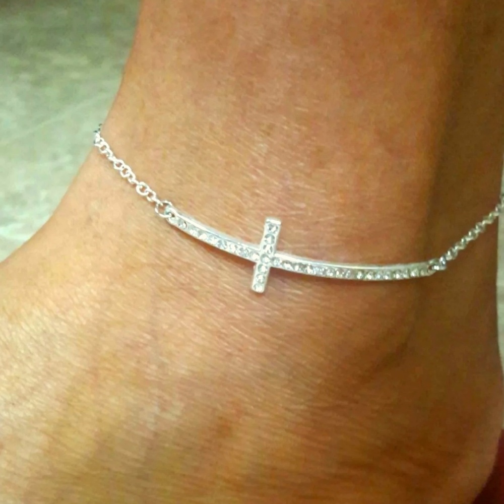 9.5" Sideways Cross Ankle Bracelet